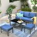 Ovios 4 Pieces Outdoor Patio Furniture Wicker Conversation Set Outdoor Sectional Sofa Couch with coffee table for Backyard