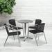 Emma + Oliver 23.5 Round Aluminum Table Set-4 Black Rattan Chairs