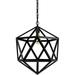 Sunlite Vintage-Inspired Hexagon-Shaped Industrial Hanging Pendant Farmhouse Fixture Geometric Metal Cage Light Single Socket Medium Base (E26) 51 Cord & Chain Satin Black Finish