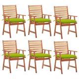 vidaXL 1/6x Solid Acacia Wood Outdoor Dining Chairs w/Cushions Multi Colors