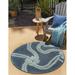 Unique Loom Tethered Indoor/Outdoor Coastal Rug Navy Blue/Ivory 4 1 Round Solid Print Beach/Nautical Flatweave Perfect For Patio Deck Garage Entryway