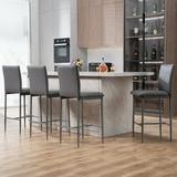 Surmoby Bar Stools Set of 4 Faux Leather Counter Height Bar Stools with Back and Footrest 26 Inch Stool Chairs for Pub Kitchen Island Gray