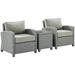 Afuera Living 3 Piece Wicker Patio Conversation Set in Gray Finish