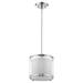 HomeRoots 8 x 8 x 8 in. Lux 1-Light Brushed Nickel Mini Pendant with Metal Trimmed Sheer Snow Shantung Two Tier Shade