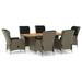 Maboto 7 Piece Outdoor Dining Set with Cushions Poly Rattan Brown