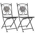 vidaXL Mosaic Bistro Chairs 2 pcs Gray 46716