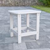 Emma + Oliver Indoor/Outdoor Polyresin Adirondack Side Table for Porch Patio or Sunroom in White