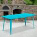 BizChair Commercial Grade 31.5 x 63 Rectangular Crystal Teal-Blue Metal Indoor-Outdoor Table