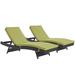 Pemberly Row Modern Rattan/Aluminum Patio Chaise in Green (Set of 2)