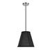 Aspen Creative 75006 One-Light Hanging Pendant Ceiling Light with Transitional Bell Fabric Lamp Shade Black 10 width
