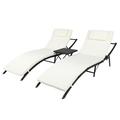 OverPatio 3 PCS Patio Furniture Outdoor Lounge Chairs Folding Lawn Poolside Patio Chaise Lounge Sets