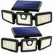 2PACK Solar Wall Lamp 3 Head Motion Sensor Lights Adjustable 74 LED Flood Lights Outdoor Spotlights 360Â° Rotatable IP65 Waterproof for Porch Garden Patio Yard Garage Pathway