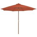 Anself Outdoor Parasol with Wooden Pole Folding Beach Umbrella for Garden Patio Backyard Terrace Poolside Supermarket 118.1 x 98.4 Inches (Diameter x H)