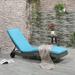 Outsunny Outdoor Reclining Lounge Chair PE Wicker Rolling Wheels