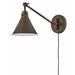 Steel 1 Light Swing Arm Wall Lamp in Modern Farmhouse Style with Metal Shade-10.25 inches H X 7.75 inches W-Olde Bronze Finish-Olde Bronze Shade Color