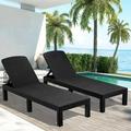 Syngar 2 Piece Outdoor Chaise Lounge Set PP Resin Adjustable Reclining Lounge Chairs Patio Sun Loungers for Poolside Porch Backyard Garden Black