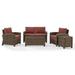 Crosley Furniture Bradenton 5 Piece Metal Patio Sofa Set in Brown/Red