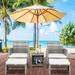 5 PCS PE Rattan Sofa Set Patio Conversation Furniture Set with Ottoman Coffee Table & Cushioned Chair Outdoor Wicker Sectional Furniture Set for Balcony Living Room Poolside Garden Gray D1074