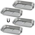 Myers 4 Piece Heavy Gauge Polished Steel 9.5 inch x 5.5 inch Rectangular Magnetic Trays