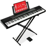 Best Choice Products 88-Key Full Size Digital Piano for All Player Levels w/ Semi-Weighted Keys Stand Pedal - Black