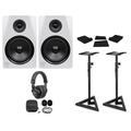 2) Rockville DPM8W 8 600w Dual Powered Studio Monitors+Stands+Pads+Headphones