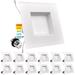 Luxrite 5/6 inch LED Square Recessed Light 14W=90W 5 Color Selectable Dimmable 1100 Lumens Wet Rated Baffle Trim 12-Pack