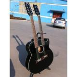 6/12 String Acoustic Electric Double Neck Guitar 4eq Cutaway Black/W Gig Bag