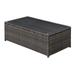 Afuera Living Outdoor Patio Glass Top Coffee Table in Brown and Beige