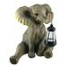 Zeckos Cute African Elephant Porch / Garden Statue W/ Lantern