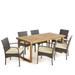 Houston Outdoor 6-Seater Acacia Wood Dining Set Sandblast Natural Finish and Multi Brown