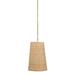Pendant with Woven Rattan Shade and Chain Natural Brown