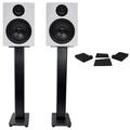 Pair Rockville APM5W 5.25 2-Way 250W Powered USB Studio Monitors+Stands+Pads