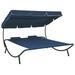 Dcenta Patio Lounge Bed with Canopy and Pillows Oxford Fabric Sun Bed Steel Frame for Pool Patio Balcony Garden Outdoor Furniture 78.7 x 68.1 x 53.1 Inches (L x W x H)