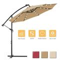 Private Jungle 10 FT Solar LED Patio Outdoor Umbrella Hanging Cantilever Umbrella Offset Umbrella Easy Open Adustment with 24 LED Lights - Taupe