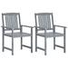 Dcenta 2 Piece Garden Chair Set Acacia Wood Outdoor Dining Chairs Wooden Armchair Gray for Patio Balcony Backyard Outdoor Indoor Furniture 23.6 x 22.4 x 36.2 Inches (W x D x H)