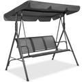 Best Choice Products 2-Seater Outdoor Adjustable Canopy Swing Glider Patio Bench w/ Textilene Steel Frame - Gray