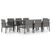 Suzicca 9 Piece Garden Dining Set Poly Rattan Gray