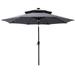 C-Hopetree 9 ft Double Top Outdoor Patio Market Table Umbrella with Solar LED Lights and Tilt Anthracite