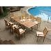 Teak Dining Set:6 Seater 7 Pc - 94 Rectangle Table and 6 Hari Stacking Arm Chairs Outdoor Patio Grade-A Teak Wood WholesaleTeak #WMDSHR5