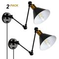YANSUN 2 PCS Swing Arm Wall Lamp Adjustable Wall Light Fixture Brass & Black Wall Sconces for Bedroom Living Room Kitchen Dining Room