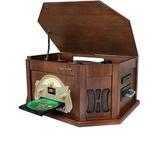 Boytone BT-25MB 8-in-1 Natural Wood Classic Turntable Stereo System with Bluetooth Connection Vinyl Record Player AM/FM CD Cassette USB SD Slot. 2 Built-in Speakers Remote Control MP3 Player