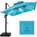 Best Choice Products 10x10ft 2-Tier Square Outdoor Solar LED Cantilever Patio Umbrella w/ Base Included - Sky Blue