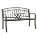 Anself Garden Bench with Table Teak Steel Patio Porch Chair Metal Outdoor Bench Gray for Backyard Balcony Park Lawn Furniture 49.2 x 20.9 x 33.1 Inches (W x D x H)