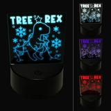 Christmas Tree Rex T-Rex Tyrannosaurus Dinosaur Pun LED Night Light Sign 3D Illusion Desk Nightstand Lamp