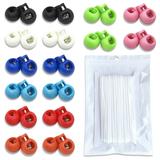 YuCool Plastic Cord Locks 32 Pcs Adjustable Round Cord Stops Drawstring Stoppers Clip String Lock Drawstring Clasp for Camping Hiking Backpacks Shoelaces Replacement Assorted Colors