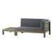 Kaena Acacia Wood Outdoor Right Arm Loveseat and Coffee Table Set with Cushion Gray and Dark Gray