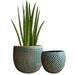 Olly & Rose Ceramic Green Gold Plant Pot Set 2 - 6.8 and 5.5 Indoor Planters Cement Outdoor Flower Pots