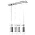 HomeRoots 398301 12 x 27.5 x 5 in. Scope 4-Light Brushed Nickel Pendant Double Glass & Mesh Shades