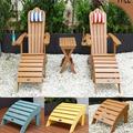 [Quick Delivery] Outdoor Footstool - Goorabbit Wood Outdoor Ottoman Foot Rest - Adirondack Furniture for Patio Backyard Balcony Deck 19.68*18.89*13.38 Inch Brown