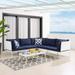 Modway Harmony 6-Piece SunbrellaÂ® Outdoor Patio Aluminum Sectional Sofa Set in White Navy
